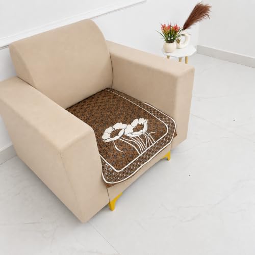 Image of Homerz Premium Chenille Fabric Sofa Cover | Soft, Durable & Dustproof | Decorative Couch Cover (Florida Chocolate, 1 Seater, Only Seat Cover)