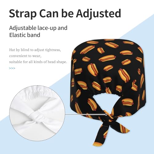 Image of Working Cap Scrub Cap with Sweatband | Adjustable Nurse Surgical Caps, for Men Women, Tie Back Hat