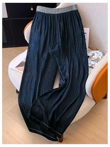 OYOANGLE Women's Plus Size Drawstring Waist Lounge Pants Loose Fit Wide Leg Trousers2