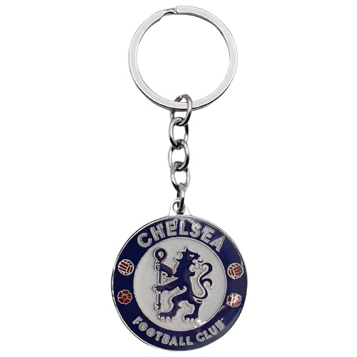 AUTOZOCO Llavero metálico Chelsea Football Club, edición de aficionado, Llavero Multicolor con emblema del Chelsea, equipo Blues, Metálico, Multicolor