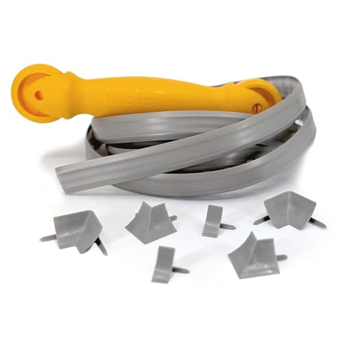 Instatrim Flexible Self-Adhesive Trim Bundle with Applicator – Caulking Kit with 10ft Grey 3/4″ Wide Caulk Strip, 6 Corner Pieces, & Applicator Tool – InstaTrim The Original Flexible Trim