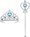 Vicloon Nuovi Costumi da Principessa Set PCS Dono - Parrucca,Diadema,Guanti,Bacchetta Magica,Orecchini,Anello da 3 a 10 Anni (2pcs)