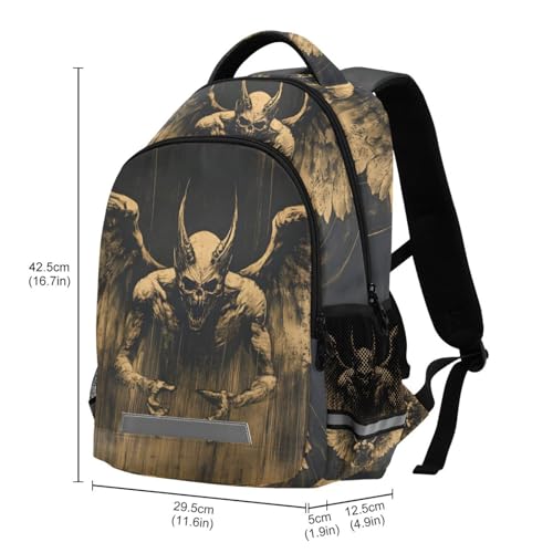 Kids Backpacks-Devil with Wings, Large Capacity Student Book Bag for Boys Girls with Chest Buckle 11.6×7×16.7 Inch3