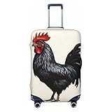 QSMBNET Travel Luggage Cover Black Rooster Spandex Suitcase Protector Washable Baggage Covers Fashion Elastic Scratch-Resistant Luggage Cover Protector Fits 18-32 Inch Luggage