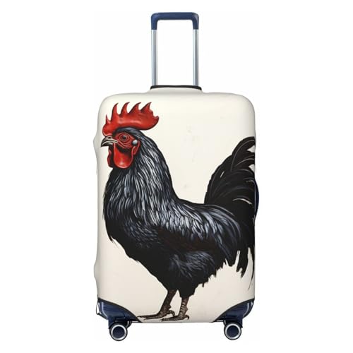 QSMBNET Travel Luggage Cover Black Rooster Spandex Suitcase Protector Washable Baggage Covers Fashion Elastic Scratch-Resistant Luggage Cover Protector Fits 18-32 Inch Luggage