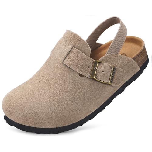 Mules Fille Sabots Garçon Chausson Enfant Pantoufle bébé Antidérapants Chaussures de Jardin Semelle en Liège Sandales Abricot 33-34 EU=Étiquette: 210