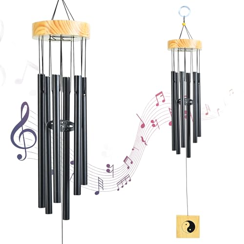 Image of ZAICUS Metal Wind Chime for Home & Garden, Outdoor Hanging Wind Chimes with Wooden Top, Deep Resonant Tones, Balcony Patio Yard Decoration, Feng Shui Lucky Wind Bell Decor
