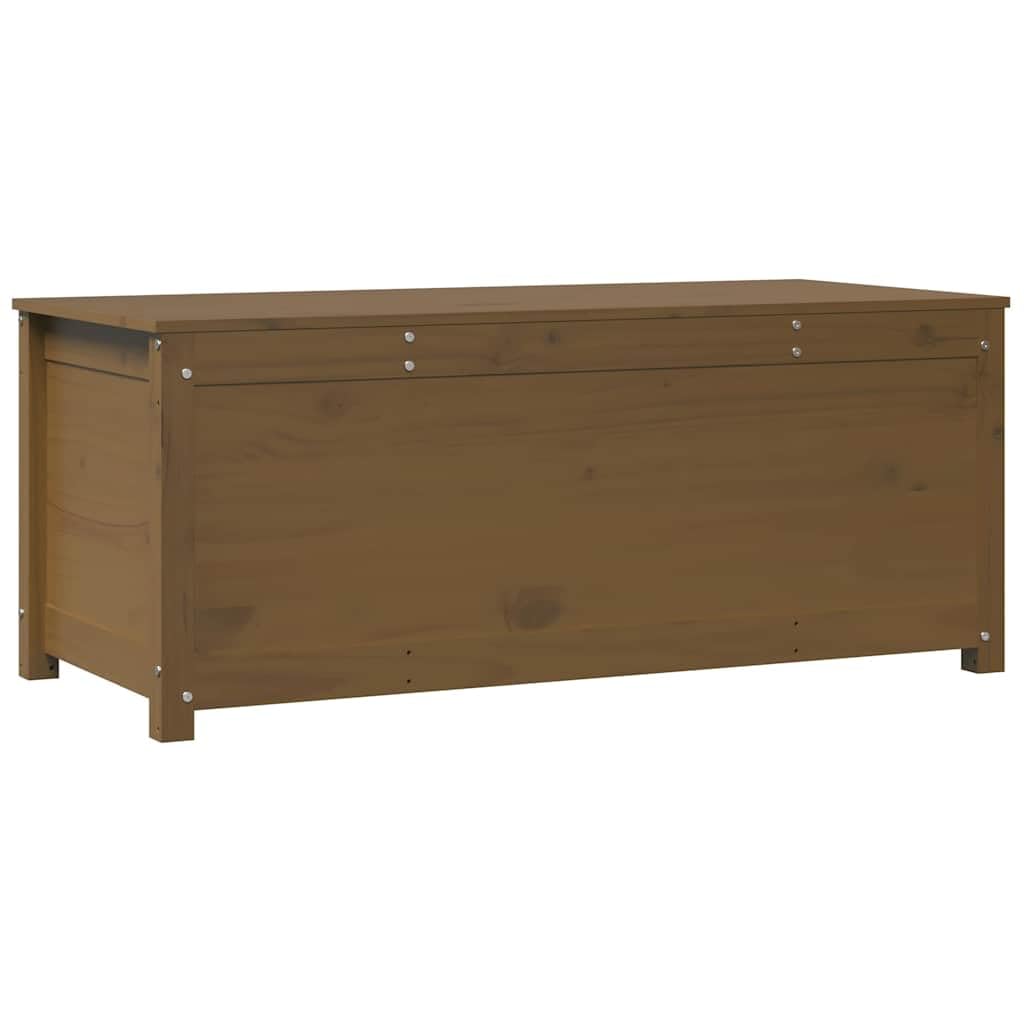 Baúl de pino macizo marrón miel 110 x 50 x 45,5 cm con muelle de gas gran espacio de almacenamiento para salón, dormitorio, pasillo y cocina, solución de almacenamiento versátil