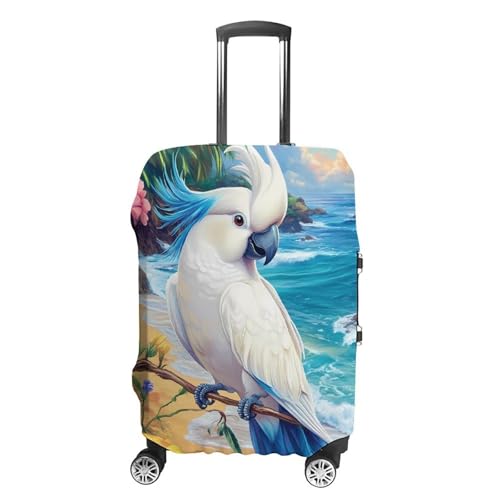 White Cockatoo Beach Unisex Luggage Cover Washable Travel Suitcase Case Elastic Baggage Protective Covers XL