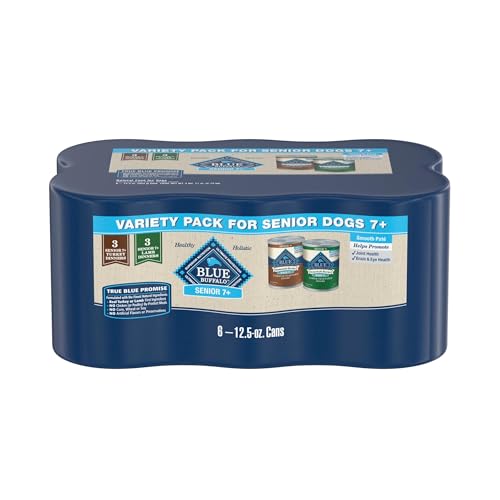 Blue Buffalo Homestyle Recipe Senior 7+ Turkey and Lamb Wet Dog Food for Senior 7+ Dogs, 12.5 oz. Cans, 6 Count Variety Pack