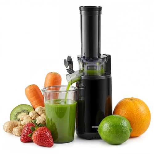 Elite Gourmet EJX600 Mini Compact Small Space-Saving Masticating Slow Juicer Cold Press Juice...