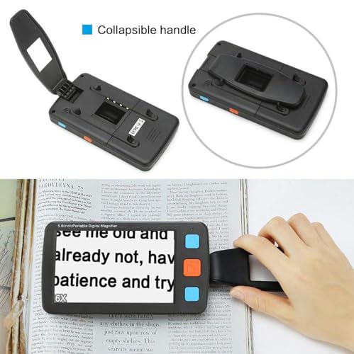 Loupe numérique portable avec lumière - Aide à la lecture électronique pliable - Écran LCD avec zoom 4-32x pour personnes âgées et faible vision - Idéal pour les livres et les pages