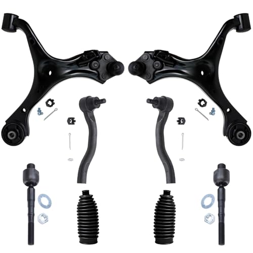 Image of Detroit Axle - 8pc Front End Control Arms Kit for 2013-2015 Honda Civic, 2 Lower Control Arms with Ball Joint 4 Outer Inner Tie Rod Ends 2 Tie Rod Boots 2014 Replacement