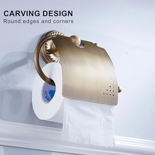 Image of Antique Bronze Toilet Paper Holder for Bathroom Toilet Paper Roll Holder withlid Wall Mounted