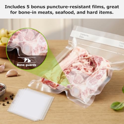 Image of Bonsenkitchen Precut Vacuum Bags 120 Quart 8 inch x 12 inch | BPA Free, Textured Food Sealer Bag, Thick Embossed, Sous Vide Cooking Bags for Storage