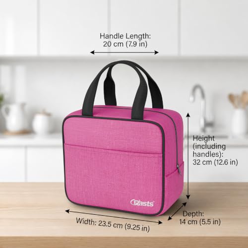 Image of Crasts Insulated Travel Lunch Bag for Office, School & College Waterproof Thermal Tiffin Bag for Men, Women & Kids | Small Lunch Carry Bag with Front Pocket for Picnic & Daily Use Lunch Bag (Pink)