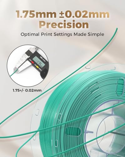 Image of VOXELAB Silk+ PLA Filament 1.75mm, Shiny Chrome-Like Finish with Enhanced Layer Adhesion, 1kg (2.2lbs) for Most FDM 3D Printers, Smooth & Flawless Printing(Light Green)
