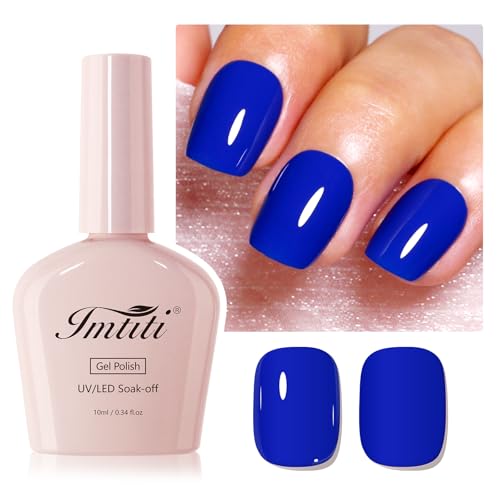 Imtiti Blue Gel Nail Polish, Hema Free UV Long Lasting Royal Navy Blue Soak Off UV LED Gel Polish, Nail Art Manicure Salon DIY at Home(10ml-912)