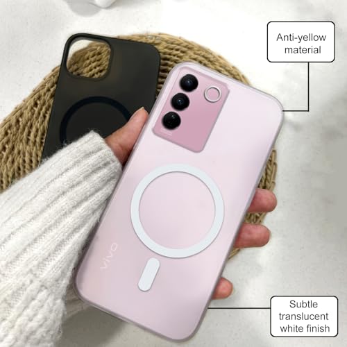 Image of COLORflow Back Cover Compatible with Vivo V27 5G / V27 Pro 5G | White Matte Finish | MAG-Safe | Slim Soft Touch Case with Anti-Slip Grip & Camera Protection