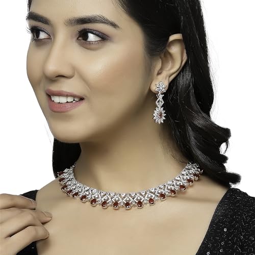 Rhodium American Diamonds Necklace Set