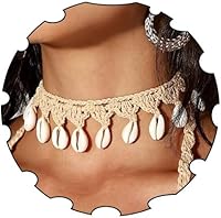 CORIDY Boho Cowrie Shell Choker Necklace for Women - Natural Seashell African Beach Jewelry, Adjustable Handmade Boho Necklace