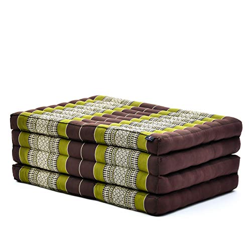 Leewadee Klappmatratze Gästebett Klappbar Auto Matratze Gästematratze Klappbar Faltbare Matratze, Kapok, 200 x 70 cm, Braun Grün