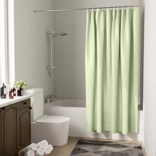 Image of Encasa XO Waterproof Shower Curtain for Bathroom 8 x 6 feet(183x244 cm), Anti-Fungal Polyester Washroom Curtain with 12 Hooks, Wet & Dry Partition Toilet Curtains Mint