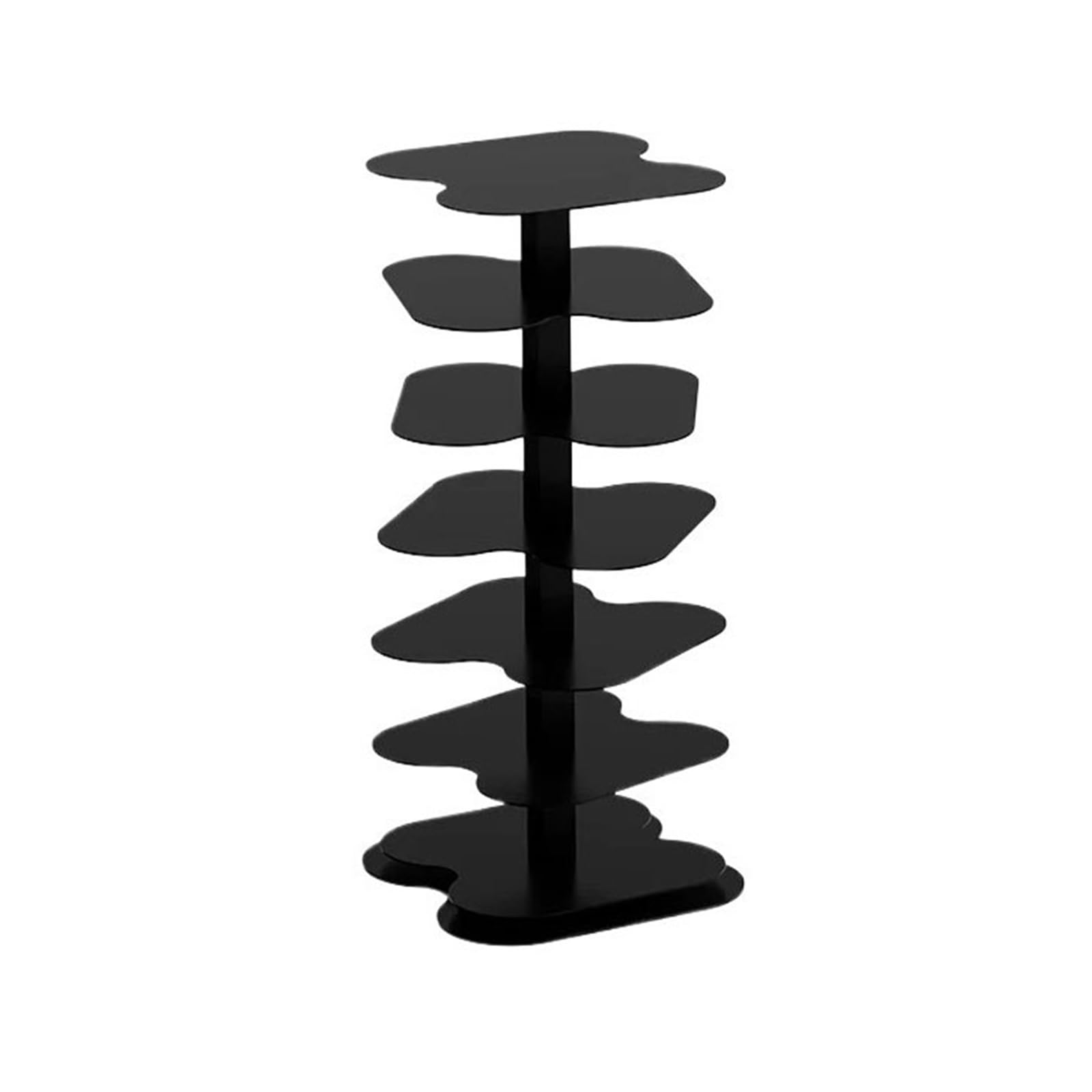 ZYYANSHOP Bookshelf Minimalist Floor-standing Rotating Artistic Bookshelf Creative Carbon Steel 6-Tier Spiral Stand(Black)