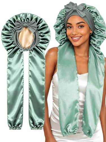 Double Layer Silk Satin Bonnet,38" XL Bonnet for Long Hair Braids