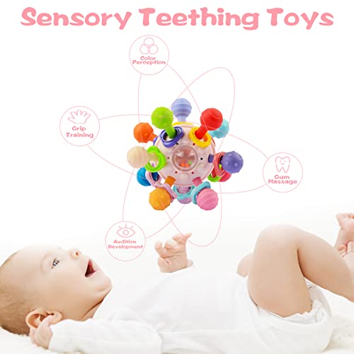 Baby Sensory Teething Toys For 0-6 Months, Montessori Baby Rattles Toys For 6-12 Months, Travel Toys For 1 Year 0Ld, Fine Motor Skills Toys Gifts For Boys & Girls #TOP3