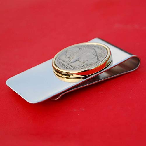 US 1913~38 Indian Head Buffalo Nickel 5 Cent Coin Two Toned Money Clip New2