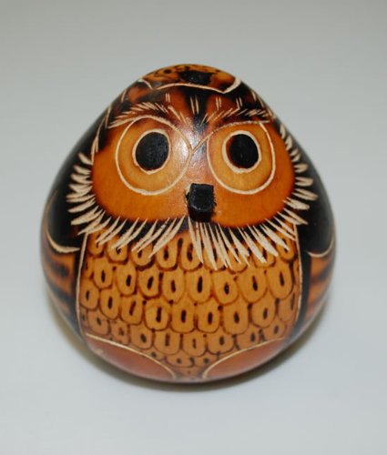 Amazon.co.jp: 【福を呼ぶふくろうの置物（中）/手彫りひょうたん