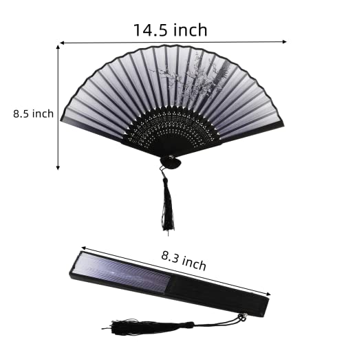 Avla A-FOLDINGFANS-8P 8 Pack Folding Fans, Silk Fabric Bamboo Handheld Fans thumb #1