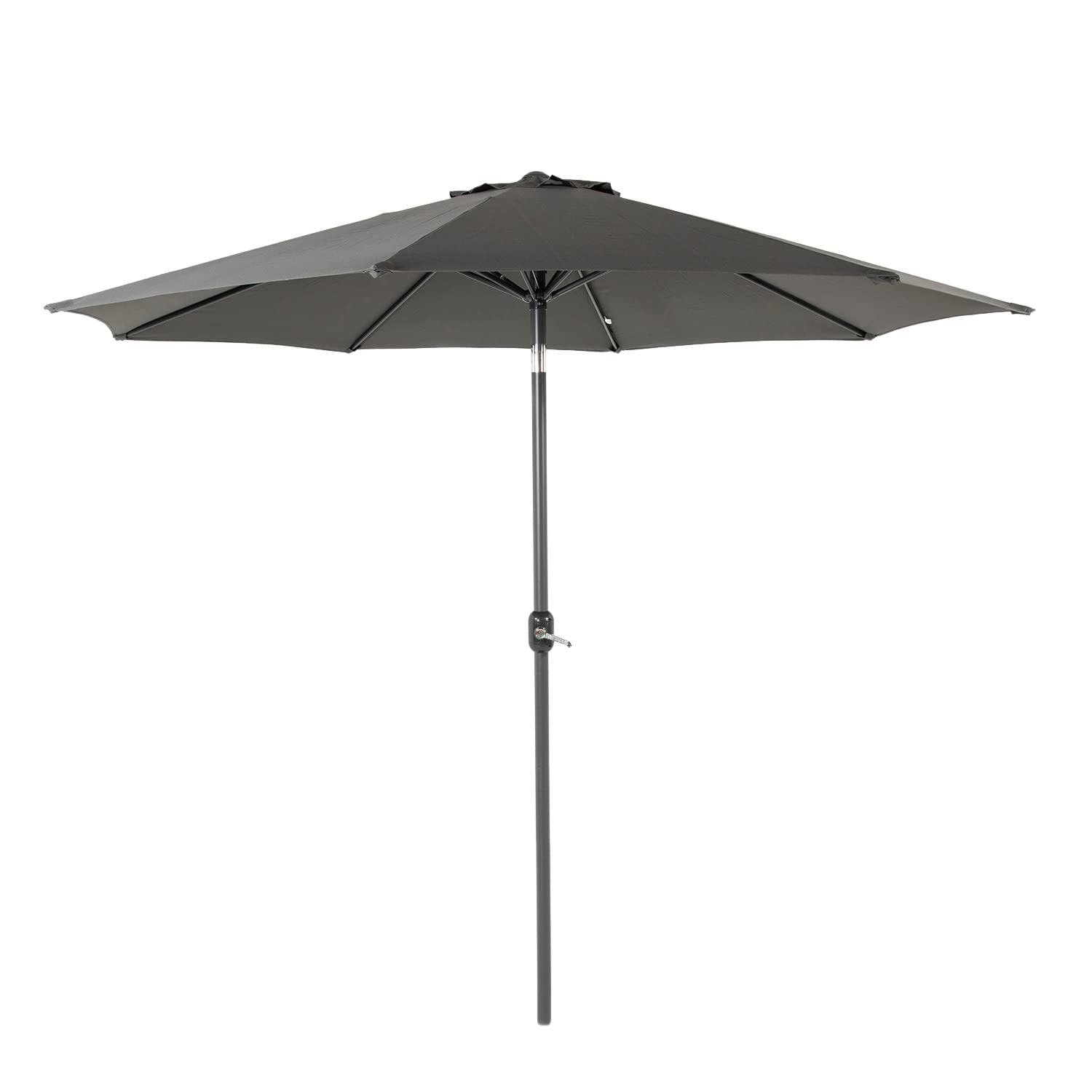 Parasol para jardín de aluminio, Funda protectora color gris incluida, Mástil central, Redondo 300 cm, Salida de viento, Tela gramaje 200 gr color gris, Sombilla terraza o bar, Parasoles de piscina