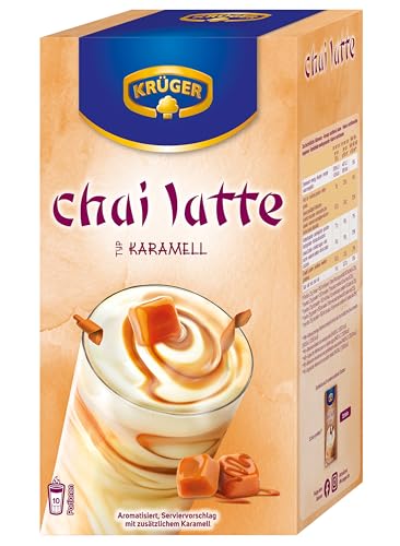 KRÜGER YOU chai latte Karamell, Instantzubereitung für Teegetränke, aromatisiert mit Karamell-Geschmack, 250 g (10 x 25 g Sachets)