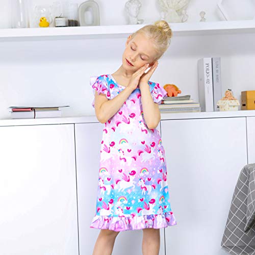 Image of Girls Nightgowns Unicorn Sleepwear Night Sleep Dress Pajamas Little Kids Toddler Soft Nightgown