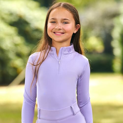 Imperial Riding Kinder Reitshirt IRH Jamy Mesh LS, Langarm Funktionsshirt mit Half-Zip und Stehkragen, Blauregen, 164