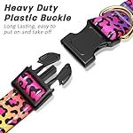 TMOODEL Reflective Dog Collar for Small Dogs Cats, Cute Leopard Style Adjustable Heavy-Duty Nylon Puppy Collar for Boy and Girl Female, Soft Pet Accessories with Quick Release Buckle, Neon