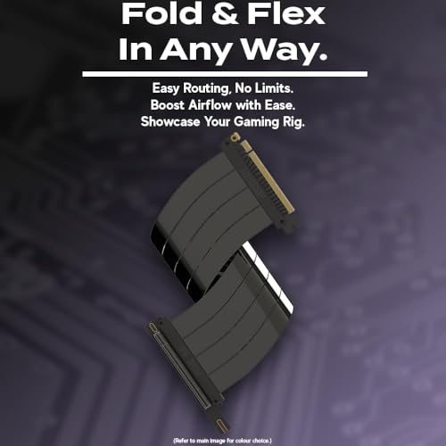 Image of LINKUP - AVA5 PCIE 5.0 Riser Cable (Open Box) | RTX5090 RX9070 GPU Ready | x16 128GB /s Speed | Compatible with NZXT H1 & PCIE 4.0 /3.0 | Single Reverse Left Angle, Black 25cm (Total Length 28cm)