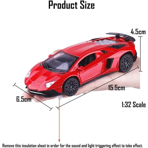 Image of 132 Lamborgini Toy Car for Kids Diecast Metal Car Scale Model LP750 Light Sound Pullback Openable Door
