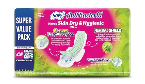 Image of Sofy AntiBacteria XL - 290mm | 51 Count pads | For Women Sanitary Pads | Keep Skin Dry | 6 Layer Deep Absorption | Herbal Shield | Hygiene & Herbs | X-Large