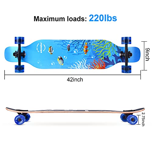 image for Slendor Longboard Skateboard 42 inch Drop Through Deck Complete Maple 