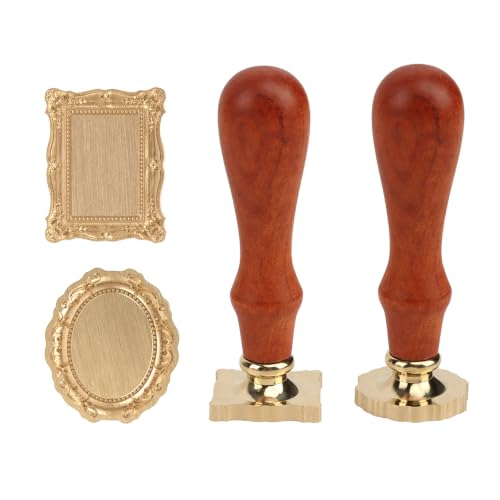 2 Pcs Frame Wax Seal Stamp Set 3D Embossed Brass Wax Sealing Stamps