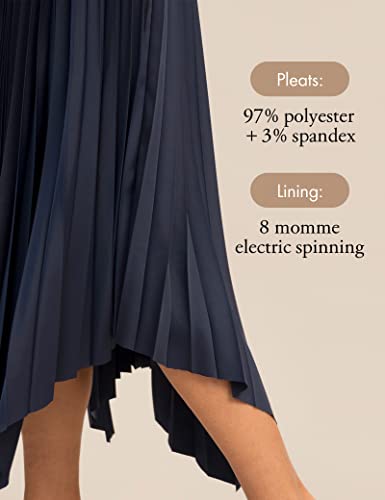 LilySilk Pleated Handkerchief Maxi Skirt Flowy Flare Irregular Hem Elastic Waist Midi A Line Dress Spring Summer Soft3