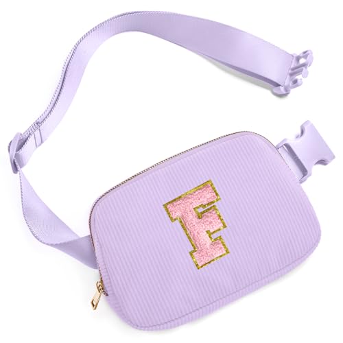 Image of Gitus Girls Birthday Gifts for 10-16 Year Olds - Initial Fanny Pack Belt Bag Crossbody Bag - Trendy Personalized Preppy Stuff (Lavender-F)