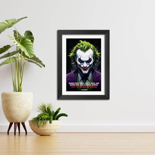 Image of TenorArts Joker Poster with Quotes Comics Photo Frame Painting With Black Wooden Textures (12inches x 9inches)