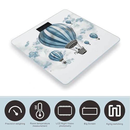 Báscula digital de baño Blue Hot Air Balloon con vidrio templado miniatura 3