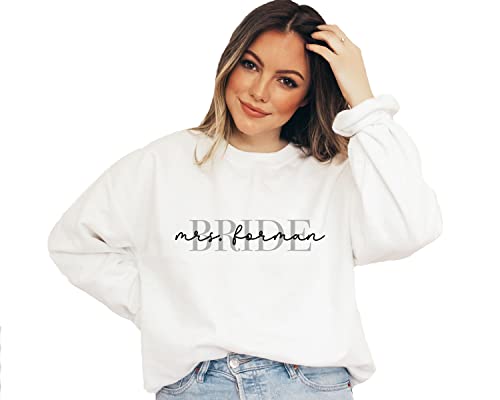 Up2ournecksinfabric - Custom Bride Sweatshirt - Fiance - Future Mrs. - Newly Engaged - Engagement Gift - New Mrs - Custom Mrs Sweatshirt - New Mrs - Honeymoon Pajamas - Wedding Gift - Future Mrs. Gift