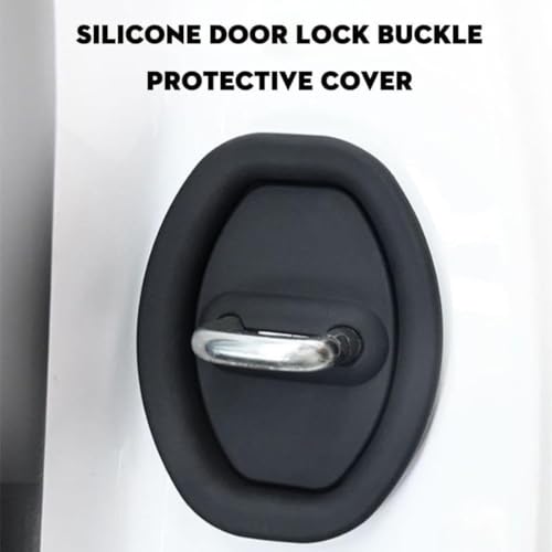 Image of Car Door Noise Reducer Buffer Pads, Silicone Latch Cover, Shock Absorption, Anti-Rust, Universal Door Lock Cover, Bumper and Sill Protector, 4 Pieces