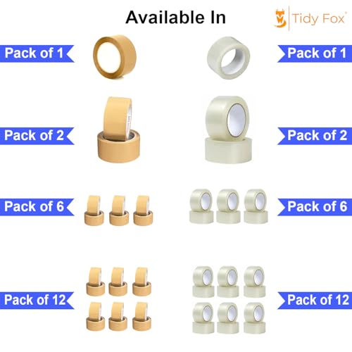 Image of Tidy Fox Cello Tape / 2 Inch x 65 mtr /Pack of 6 / Strong Transparent Packing Tape for Cartons, Shipping & E-Commerce Packaging
